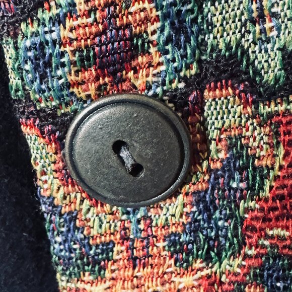 Vtg Chico's Tapestry Jacket Shacket Button Front Boho Beaded Embroidery Artsty - Picture 13 of 16